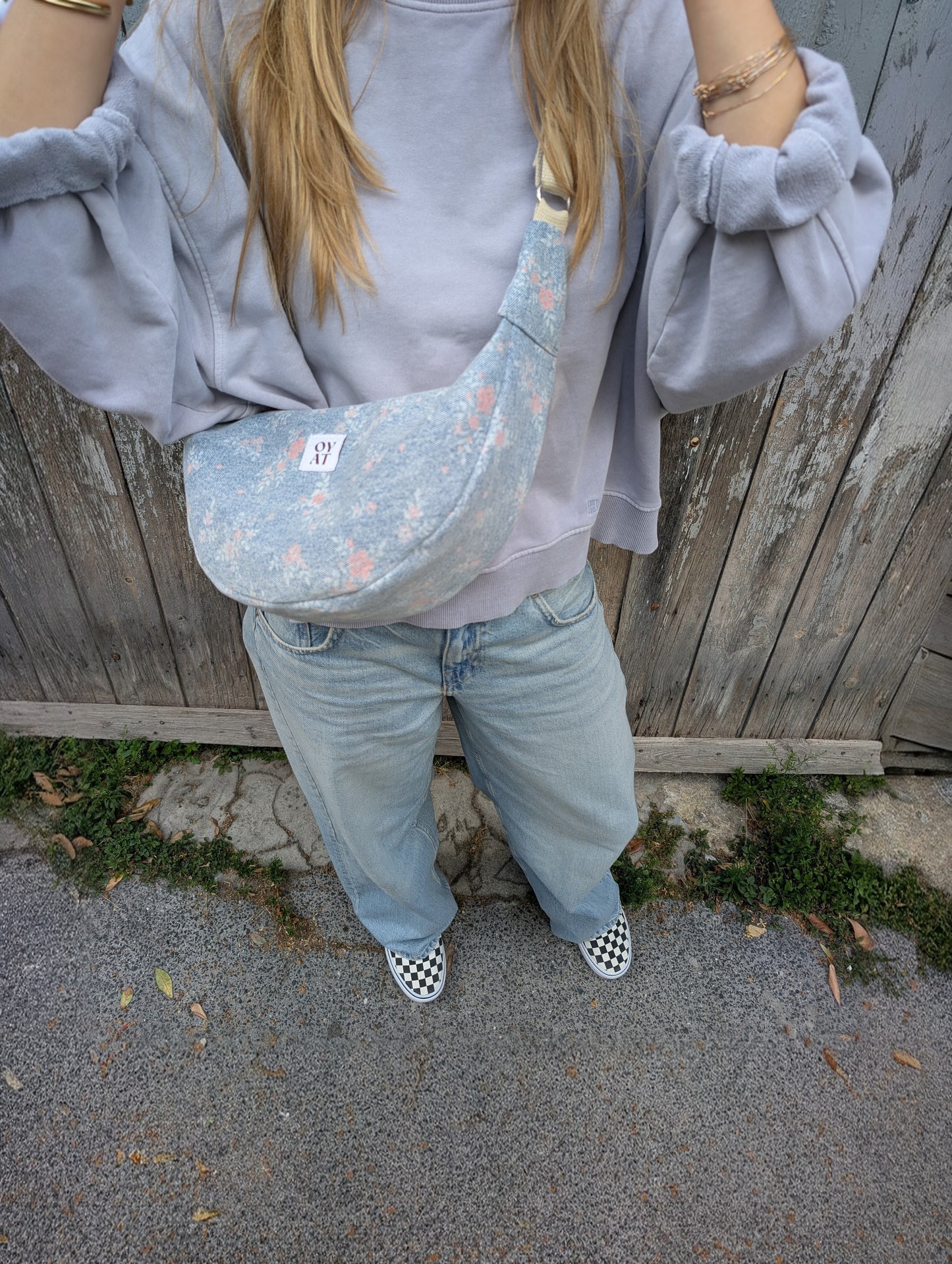 Crossbag Denim petites fleurs