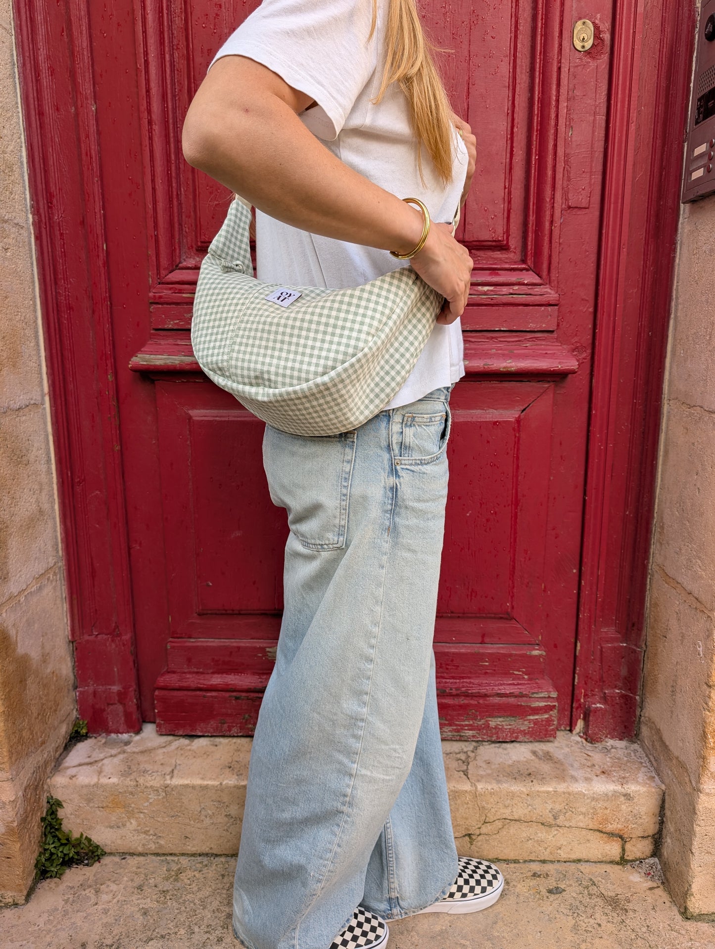 Crossbag Vichy vert et blanc