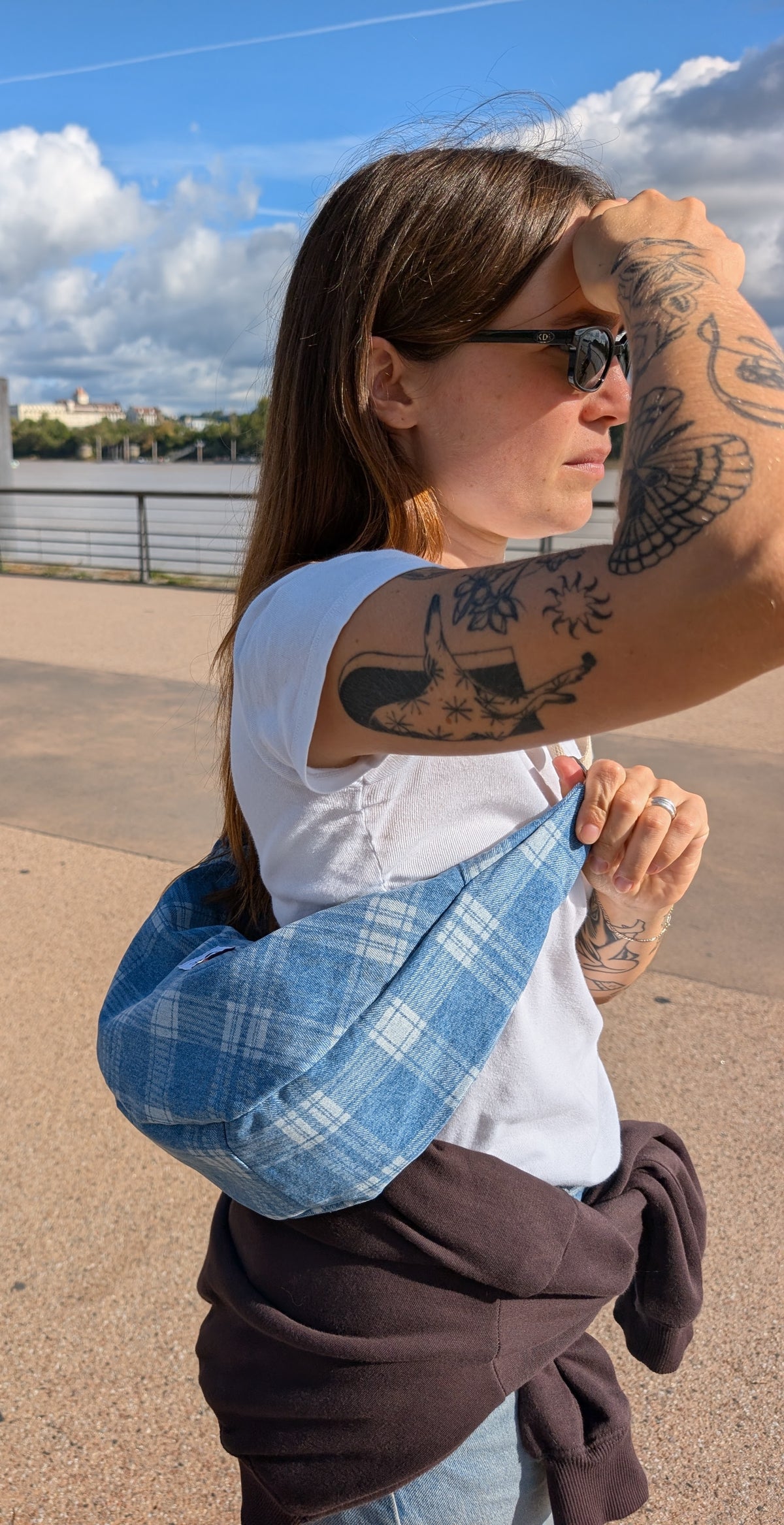Crossbag Denim carreaux