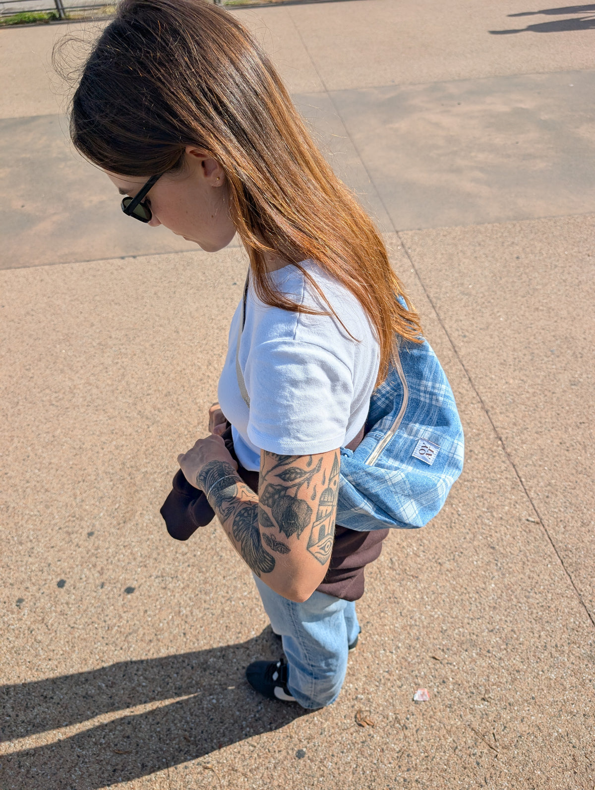 Crossbag Denim carreaux