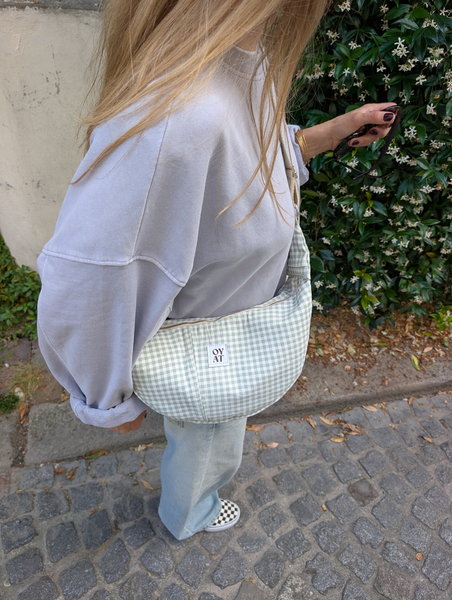 Crossbag Vichy vert et blanc