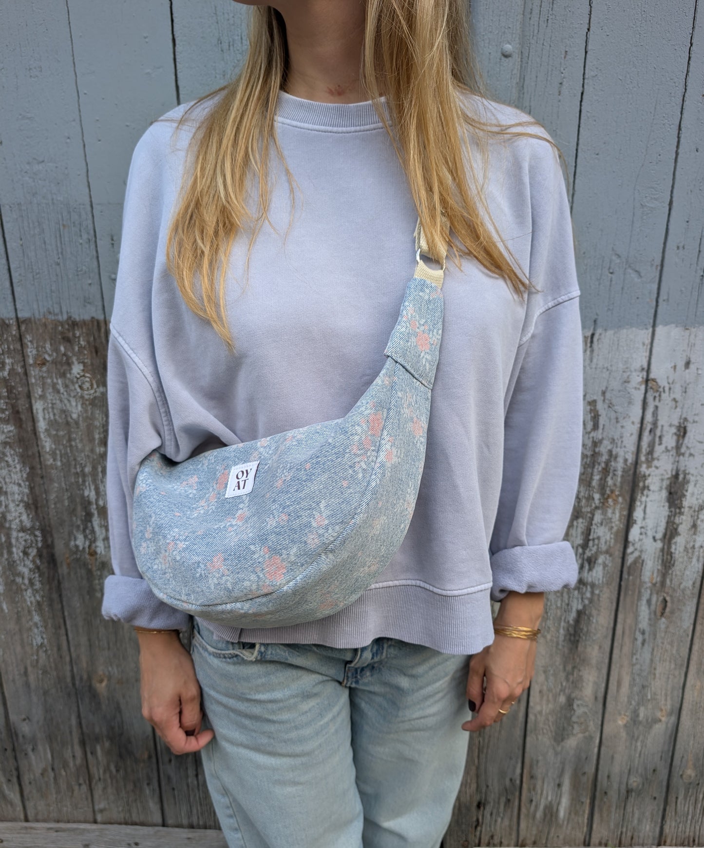 Crossbag Denim petites fleurs