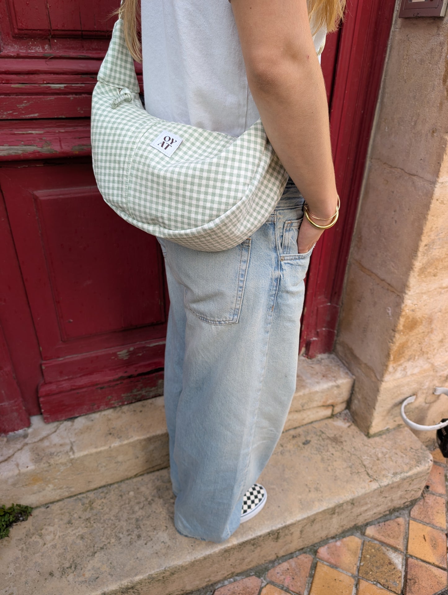 Crossbag Vichy vert et blanc