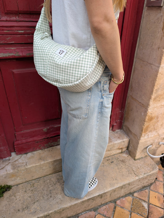 Crossbag Vichy vert et blanc