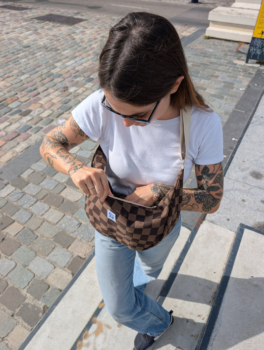 Crossbag marron damier
